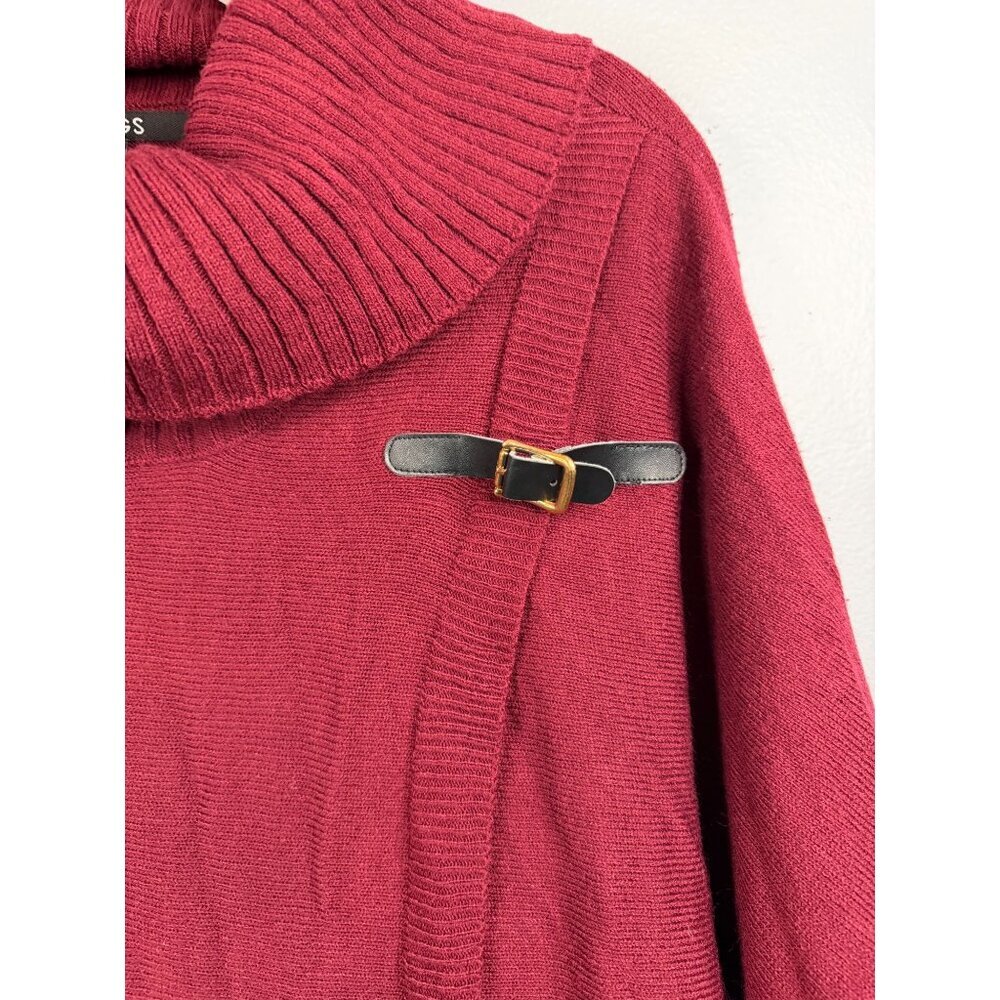 Briggs Womens XL Red Knit Sweater With Cowl Neck & Decorative Buckle Detail - Picture 4 of 5